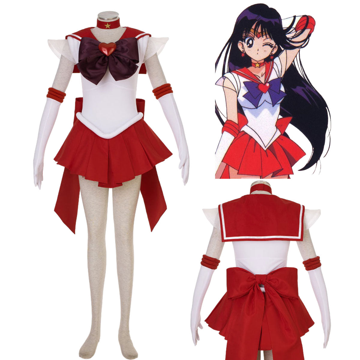 Sailor Moon Super S Sailor Mars Heino Rei Cosplay Costume Kit with Accessories