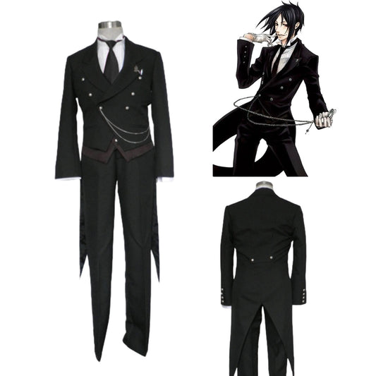 Black Butler Costume Sebastian Michaelis Cosplay Black Uniform Kit