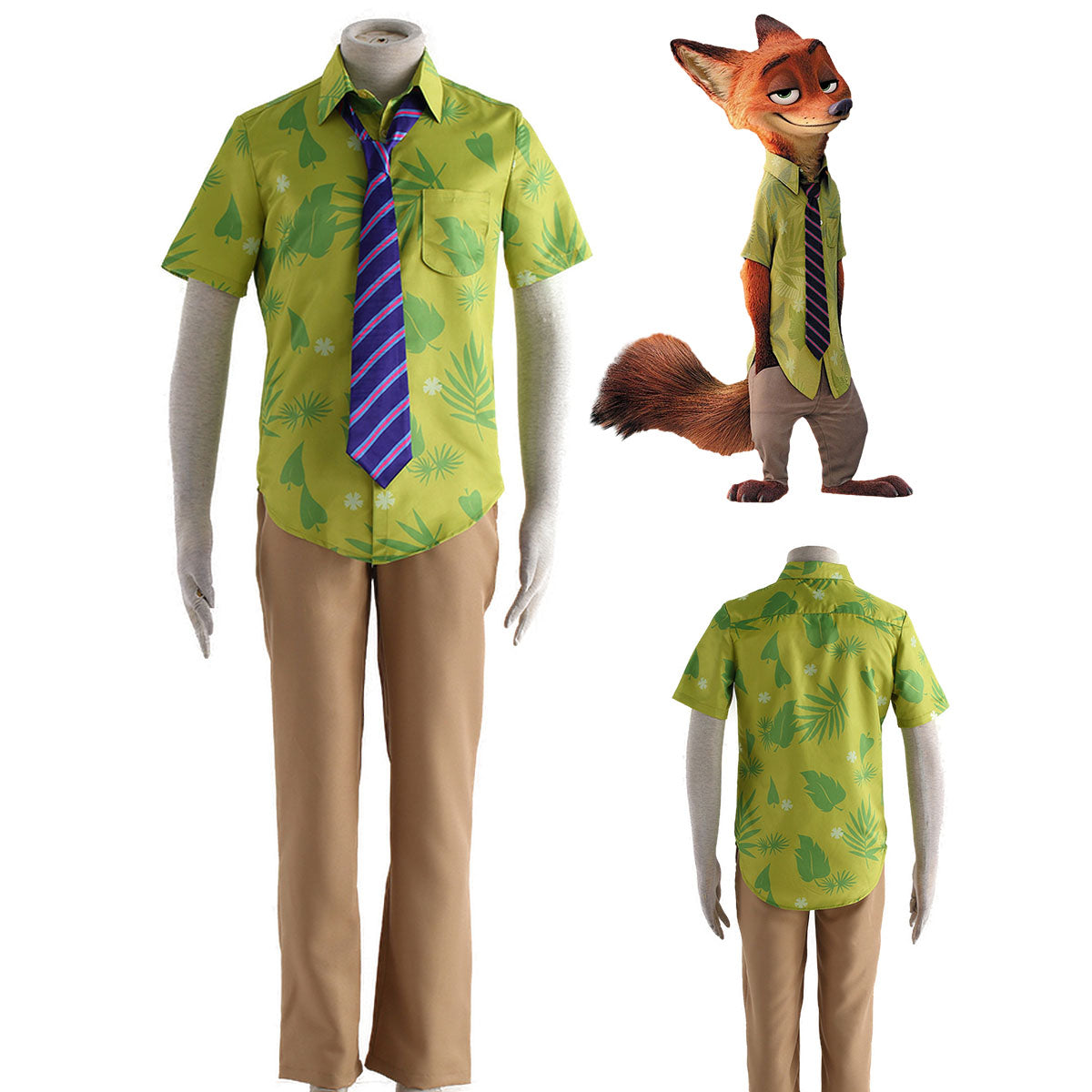 Zootopia Costume The Fox Nick Wilde Cosplay Outfit Kit Men and Kids