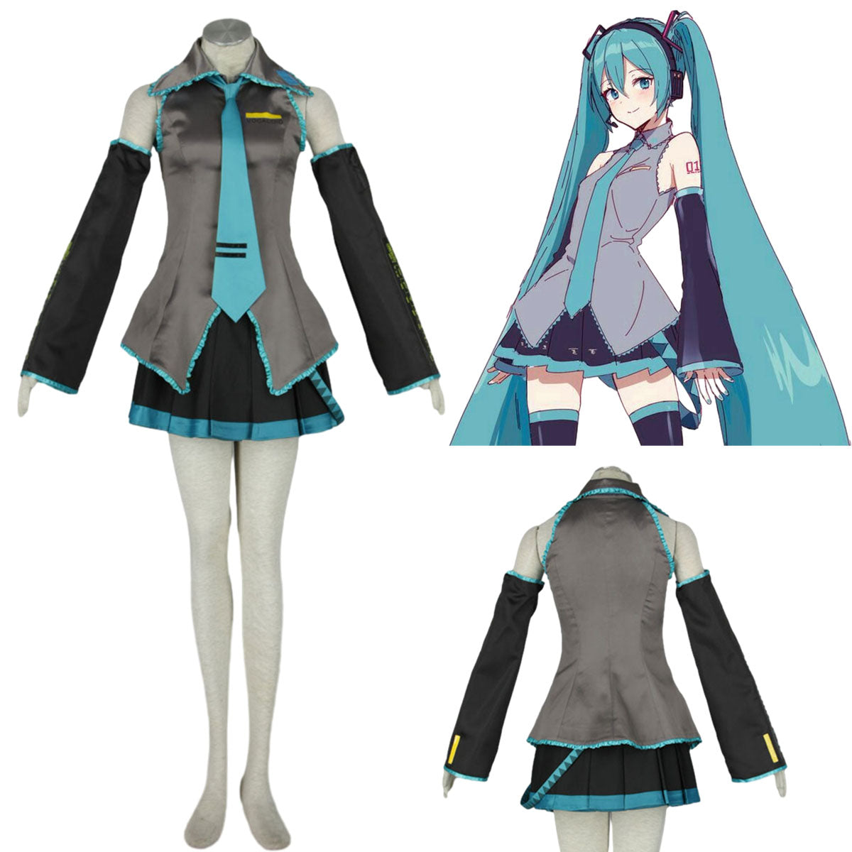 Vocaloid Costumes Hatsune Miku Cosplay Dress Kit with Accessories