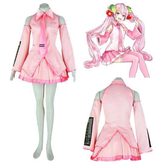 Vocaloid Costumes Spring Sakura Miku Cosplay Dress Kit with Accessories