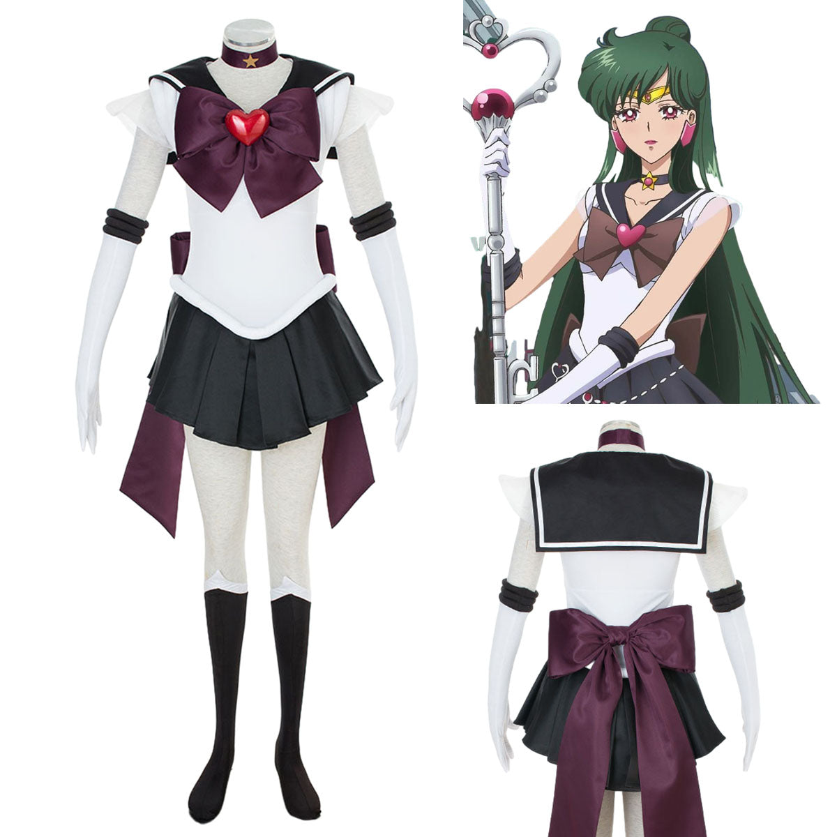 Sailor Moon Super S Sailor Pluto Mingou Setsuna Cosplay Costume Kit with Accessories