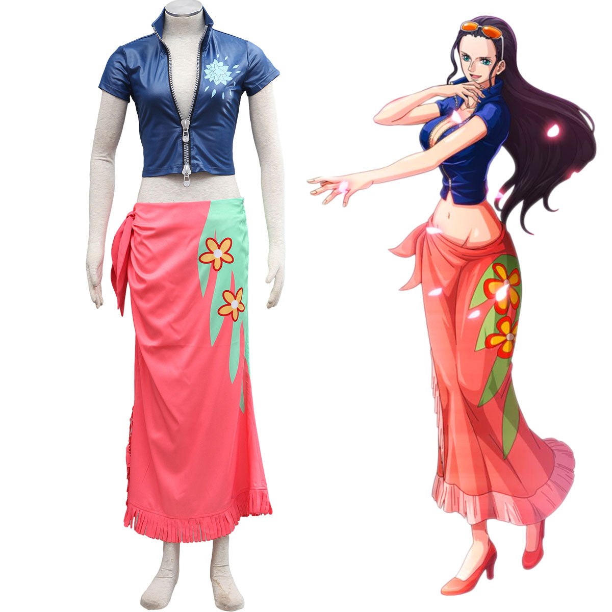 Anime One Piece Costume Nico Robin Cosplay 2PCS Dress Kit