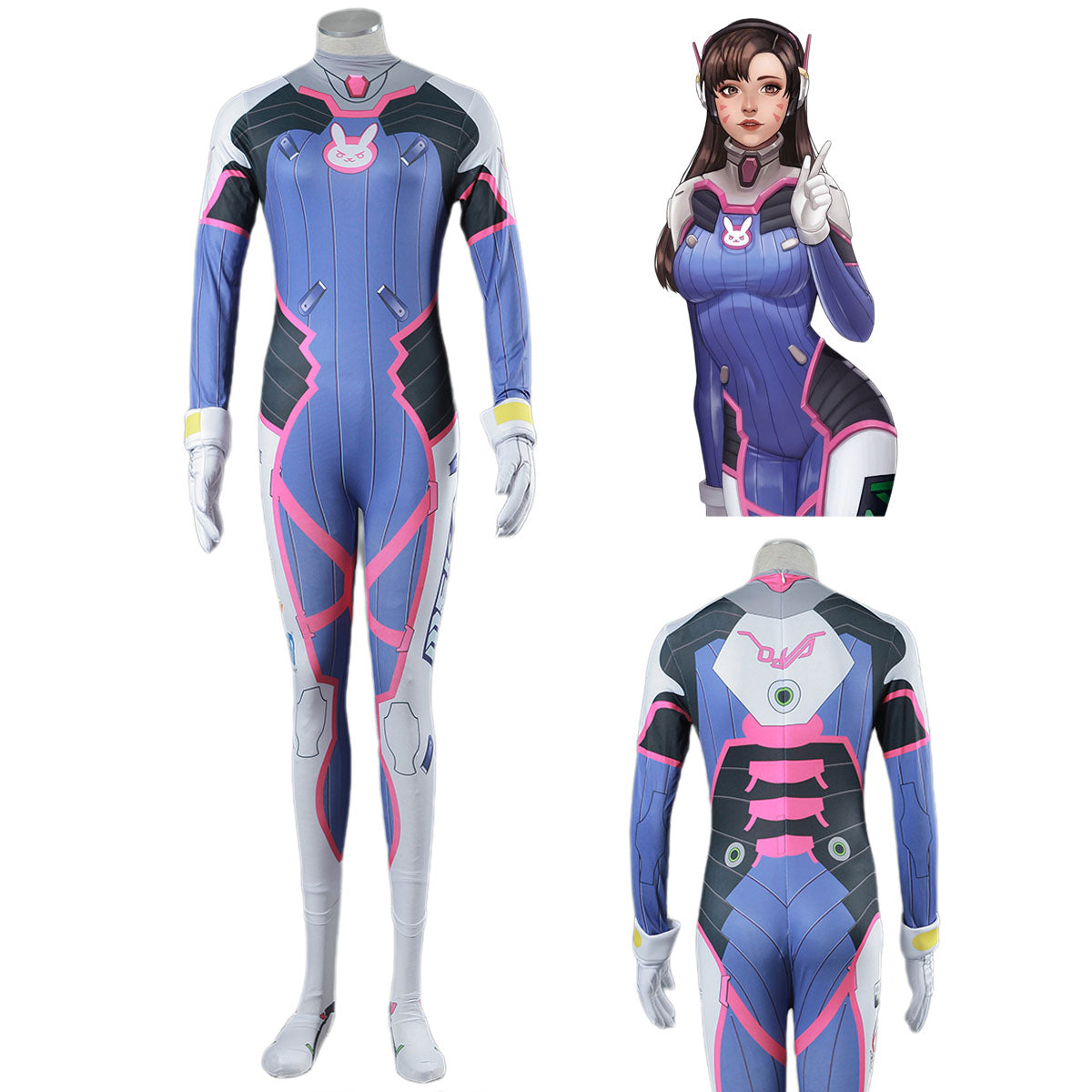 Overwatch DVA Hana Cosplay Stretchable Costume Jumpsuit Kit