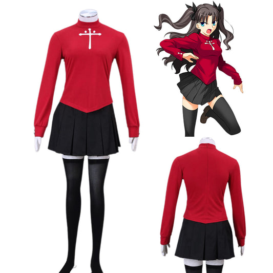 Fate Stay Night Costume Rin Tohsaka Cosplay Full Outfit Kit with Accessories