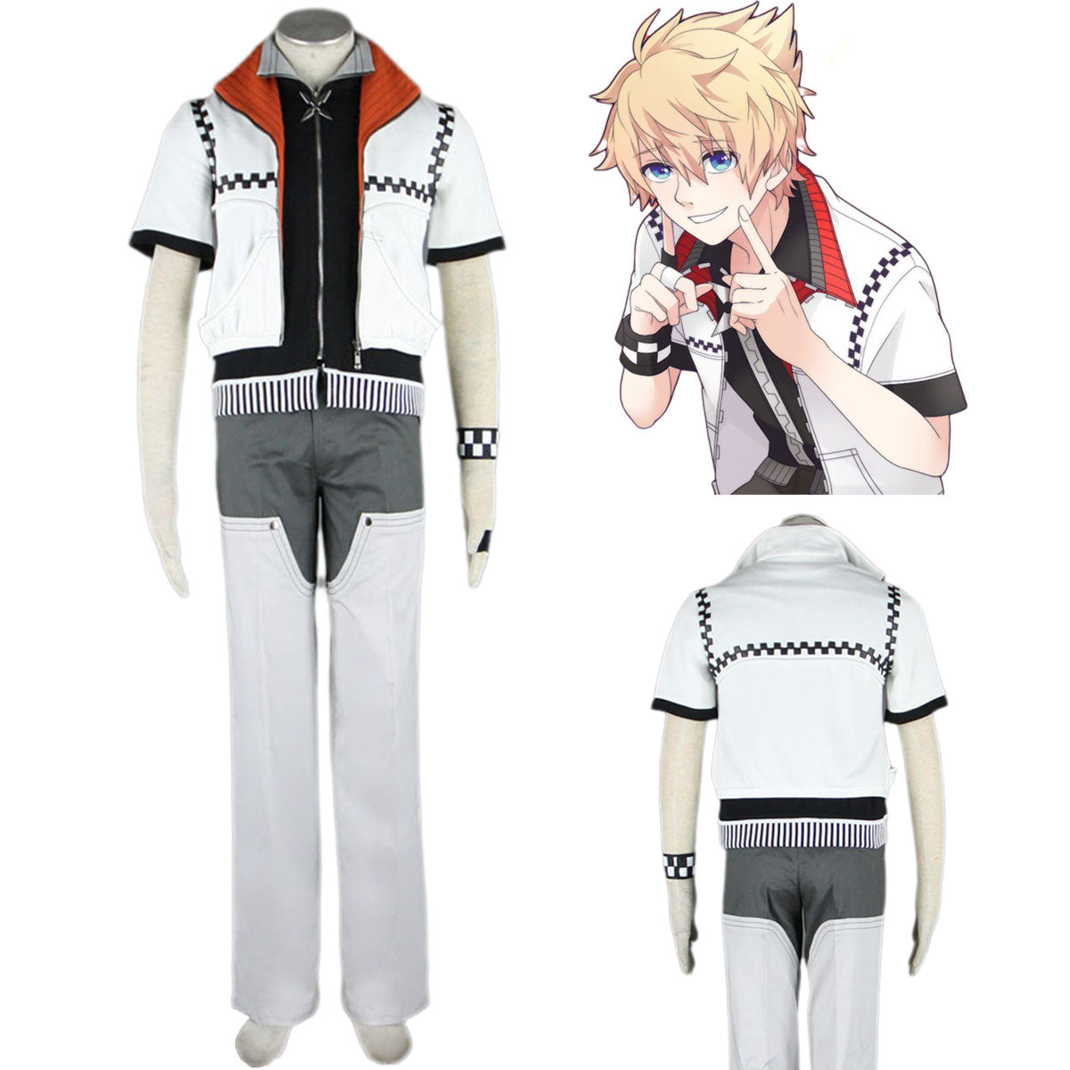 Game Kingdom Hearts Cosplay Roxas Costume Outfits Kit with Accessories