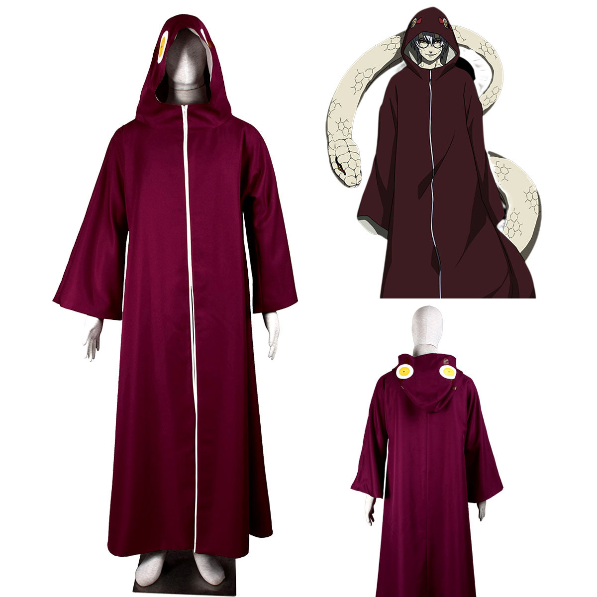 Naruto Shippuden Yakushi Kabuto Cosplay Costume Snake Cloak