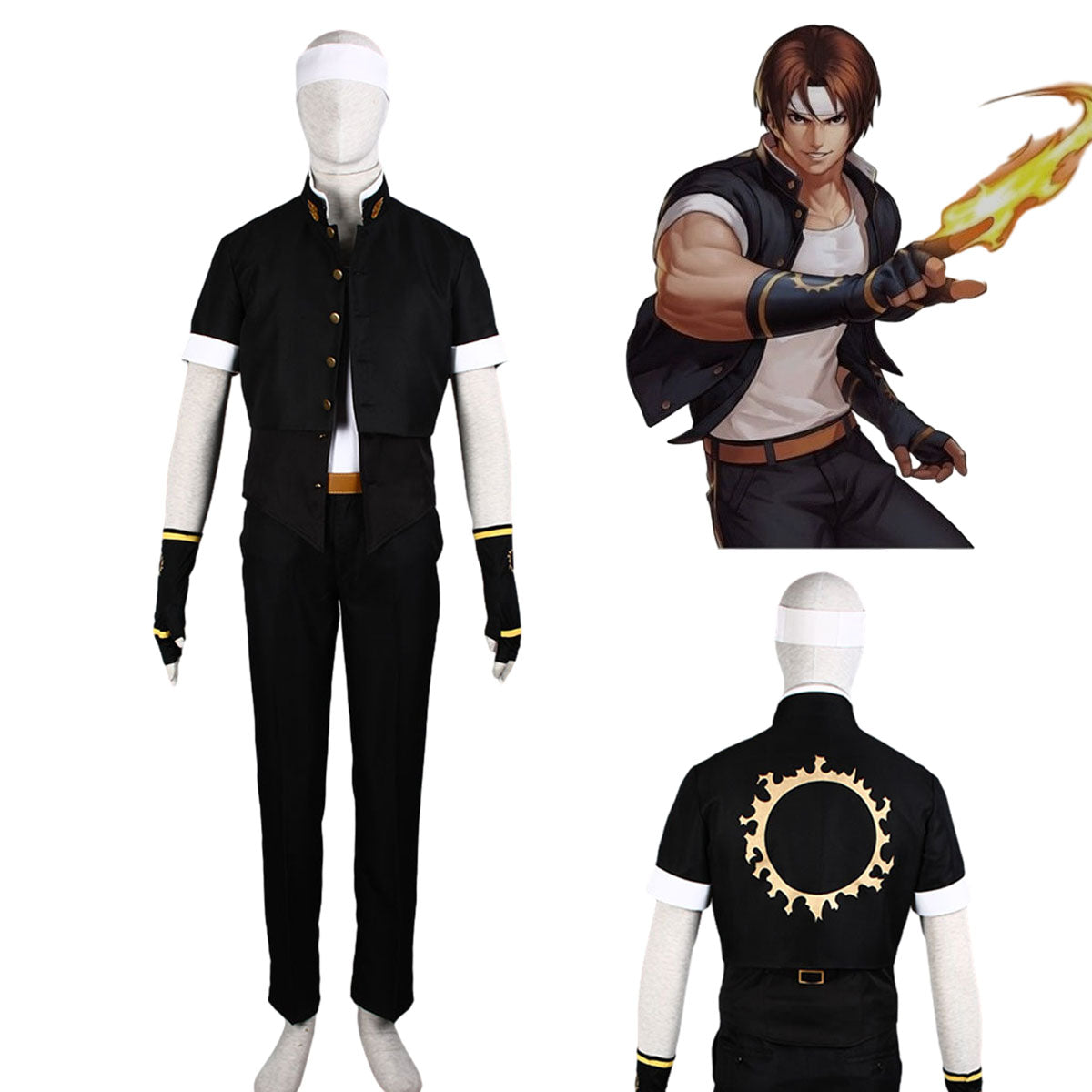 Game The King of Fighters (KOF) Costume Kyo Kusanagi Cosplay Black Outfit Kit