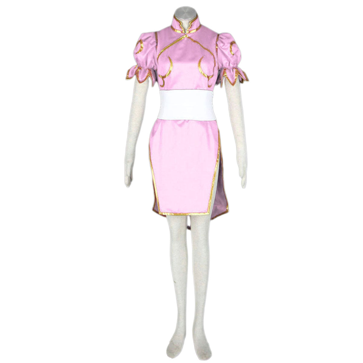 Game Street Fighter Costume Chunli Pink Cosplay Dress Kit with Belt and Headdress