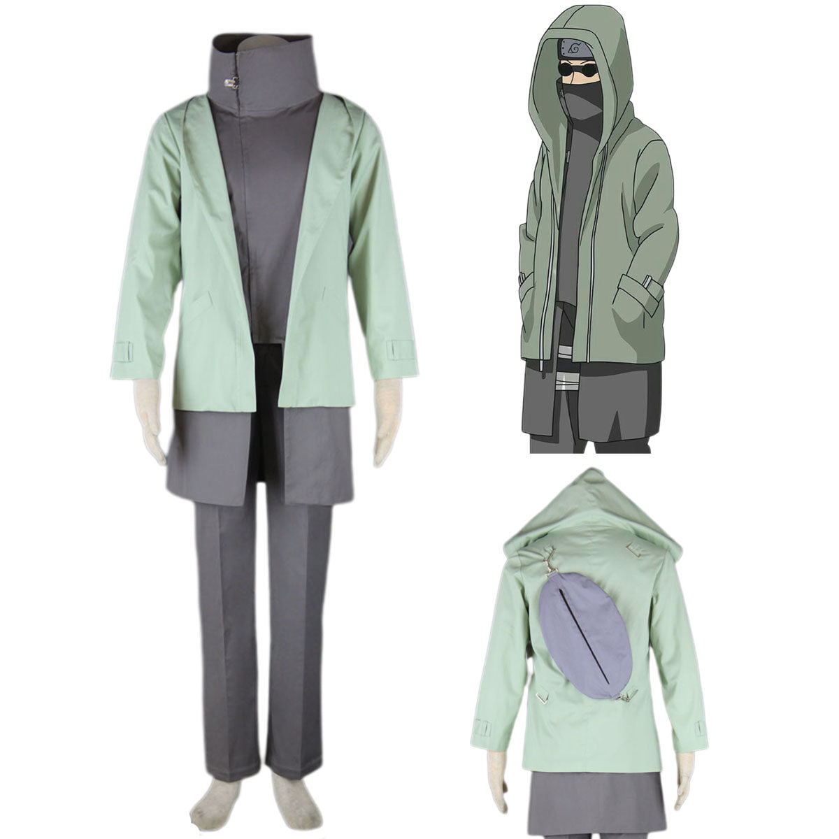 Naruto Shippuden Aburame Shino Cosplay Costume Outfit Kit