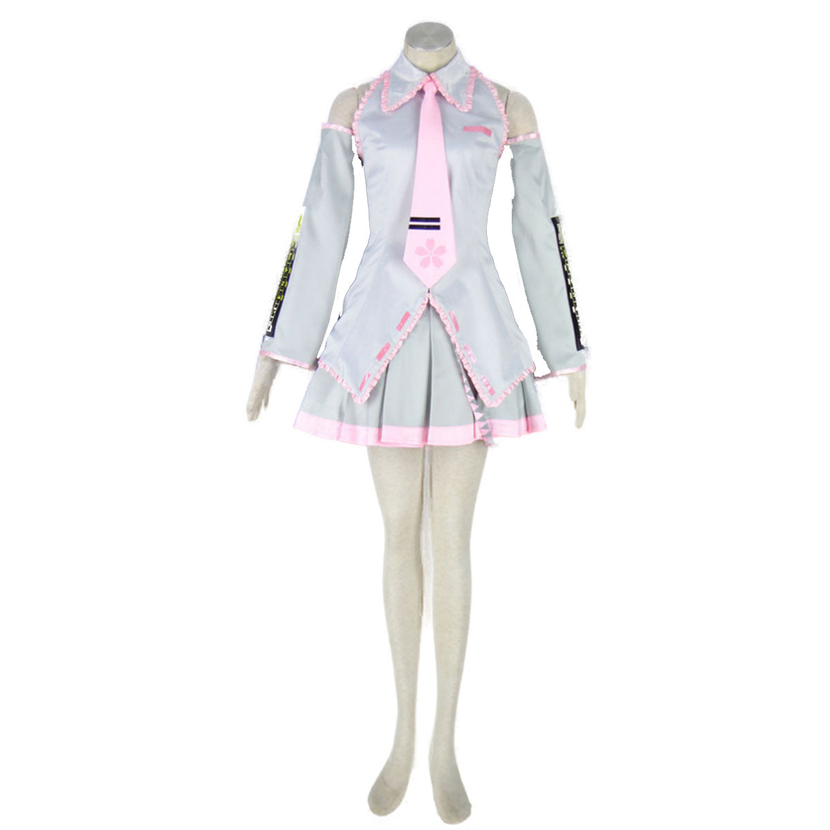 Vocaloid Costumes Spring Sakura Miku Cosplay Silver Dress Kit with Accessories