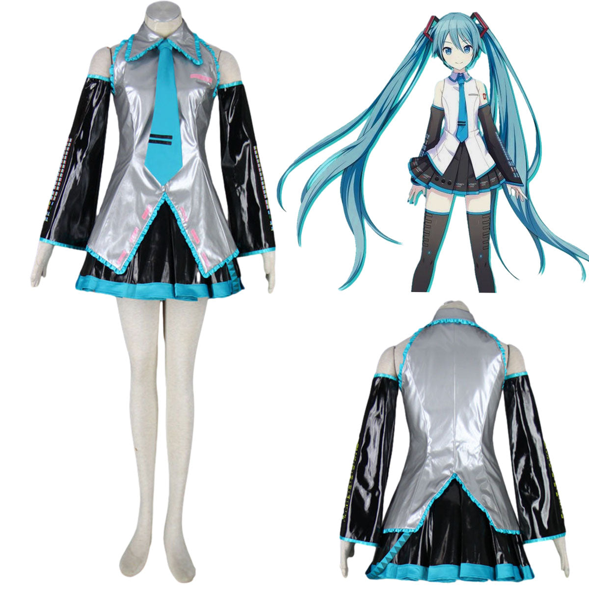 Vocaloid Costumes Hatsune Miku Rody Cosplay Silver Dress Kit with Accessories