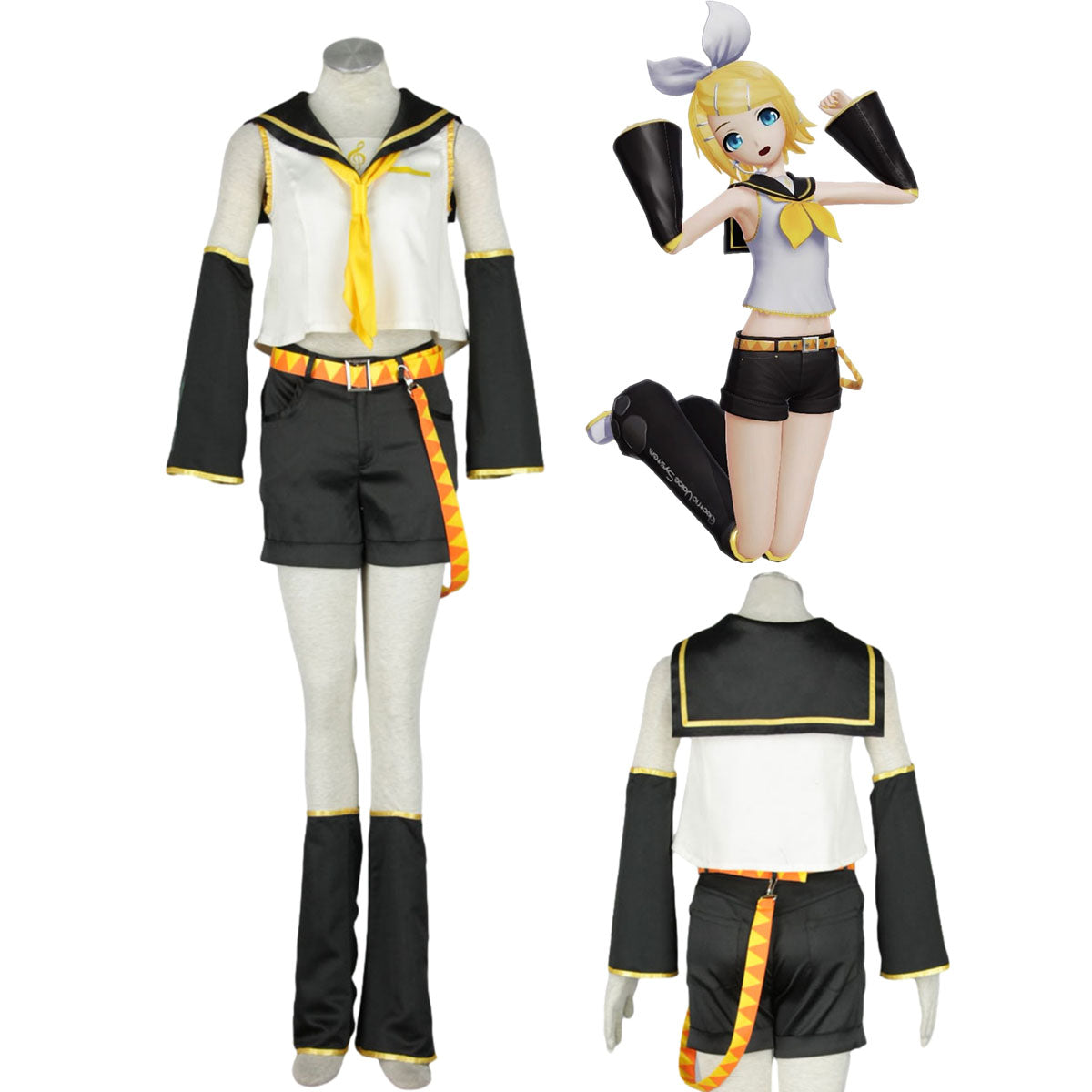 Vocaloid Costumes Kagamine Rin Cosplay Kit full Outfit with Accessories