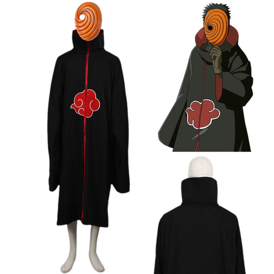 Naruto Shippuden Akatsuki Tobi Obito Cosplay Costumes Cloak with Mask