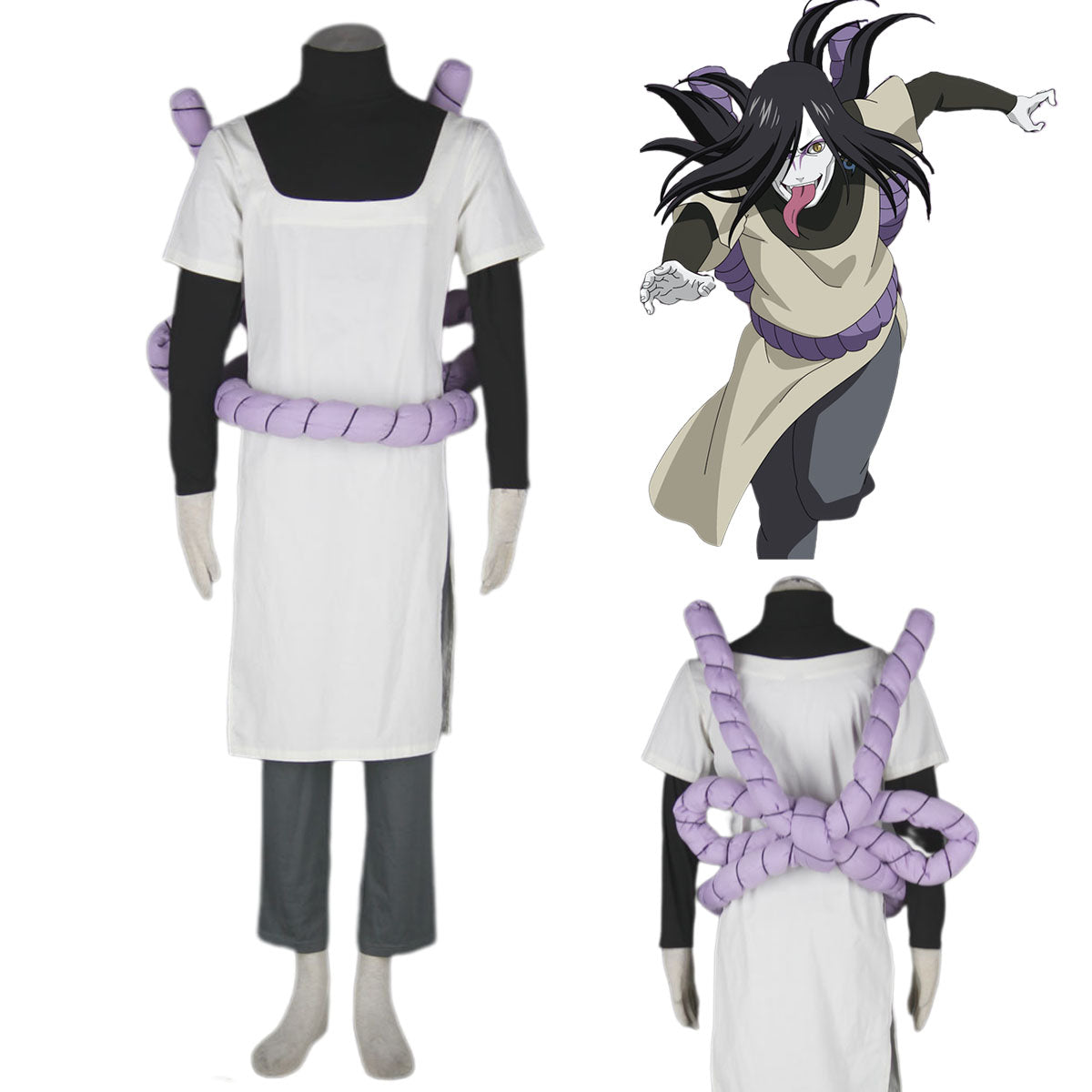 Naruto Shippuden Orochimaru Cosplay Costume Outfit Kit