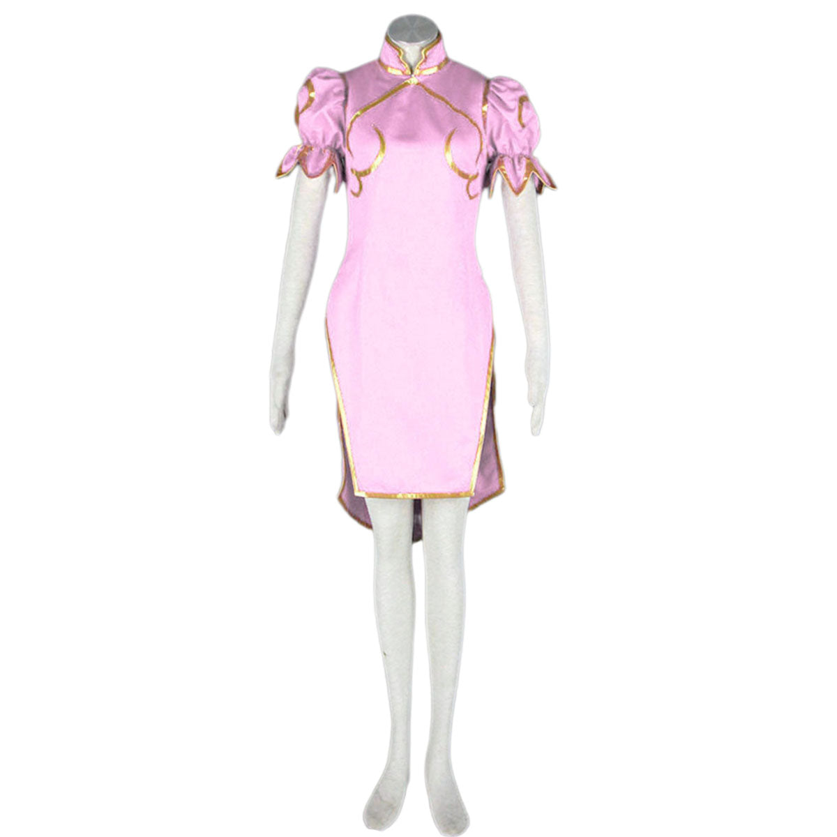 Game Street Fighter Costume Chunli Pink Cosplay Dress Kit with Belt and Headdress