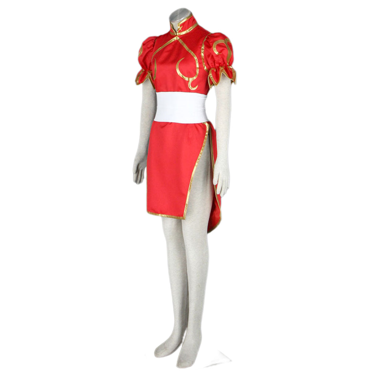 Game Street Fighter Costume Chunli Red Cosplay Dress Kit with Belt and Headdress