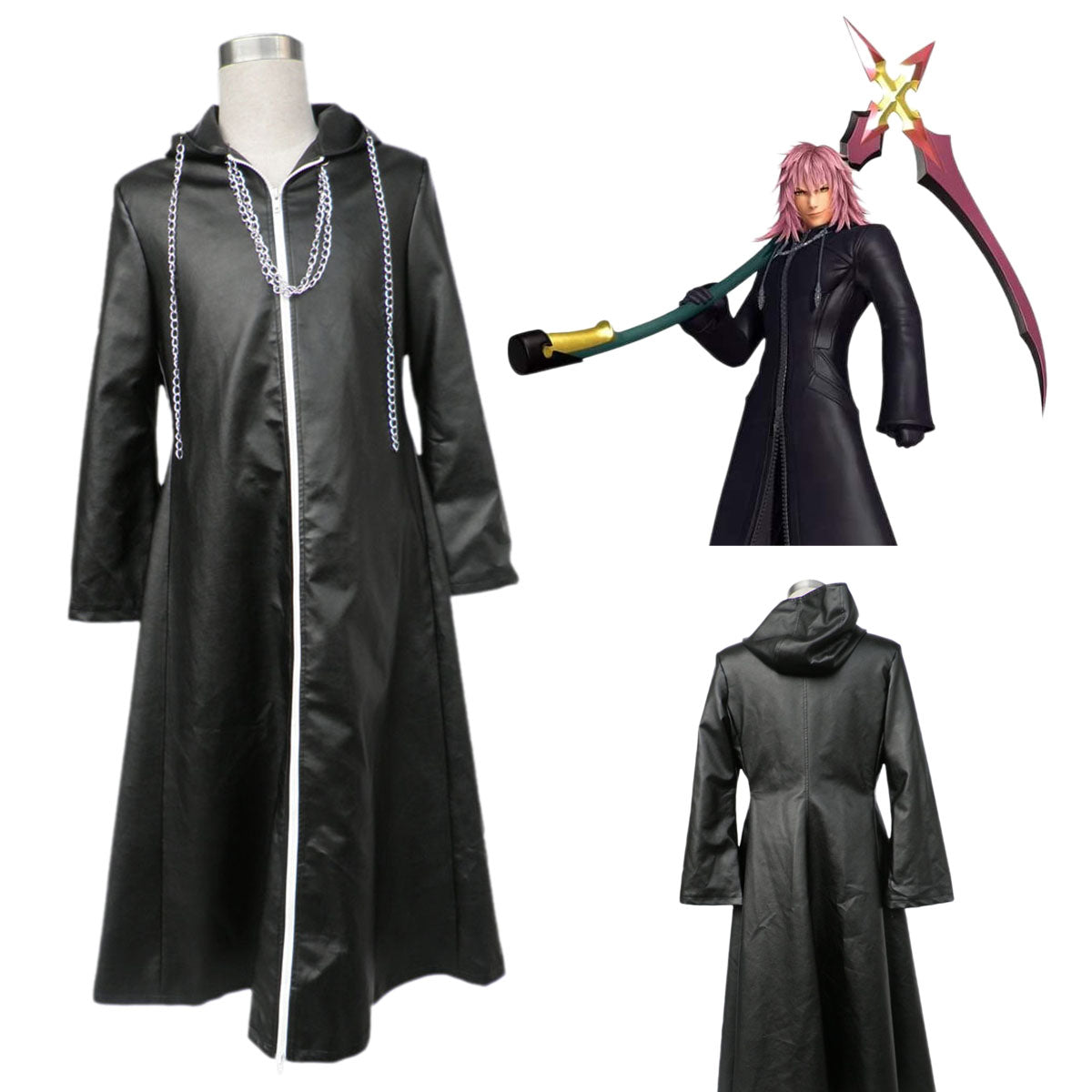 Kingdom Hearts Cosplay Organization XIII Roxas Nobody Costume Leather Robe