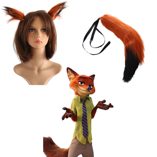 Zootopia Costume The Fox Nick Wilde Cosplay Accessories Ears and Tail