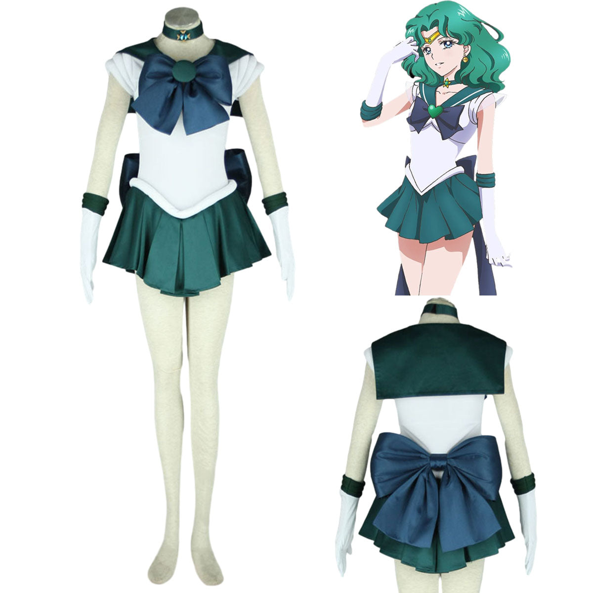 Sailor Moon Sailor Neptune Kaiou Michiru Cosplay Costume Kit with Accessories