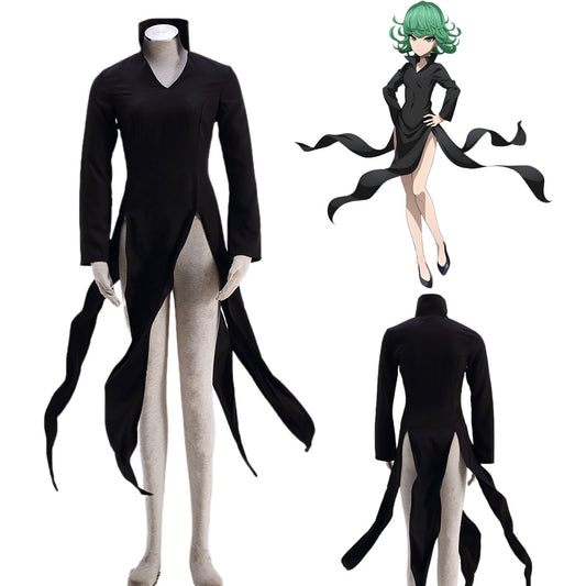 Anime One-Punch Man Tatsumaki Cosplay Costume Black Dress