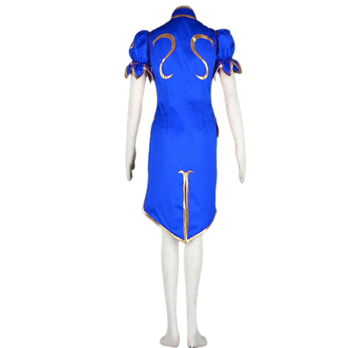 Game Street Fighter Costume Chunli Blue Cosplay Dress Kit with Belt and Headdress