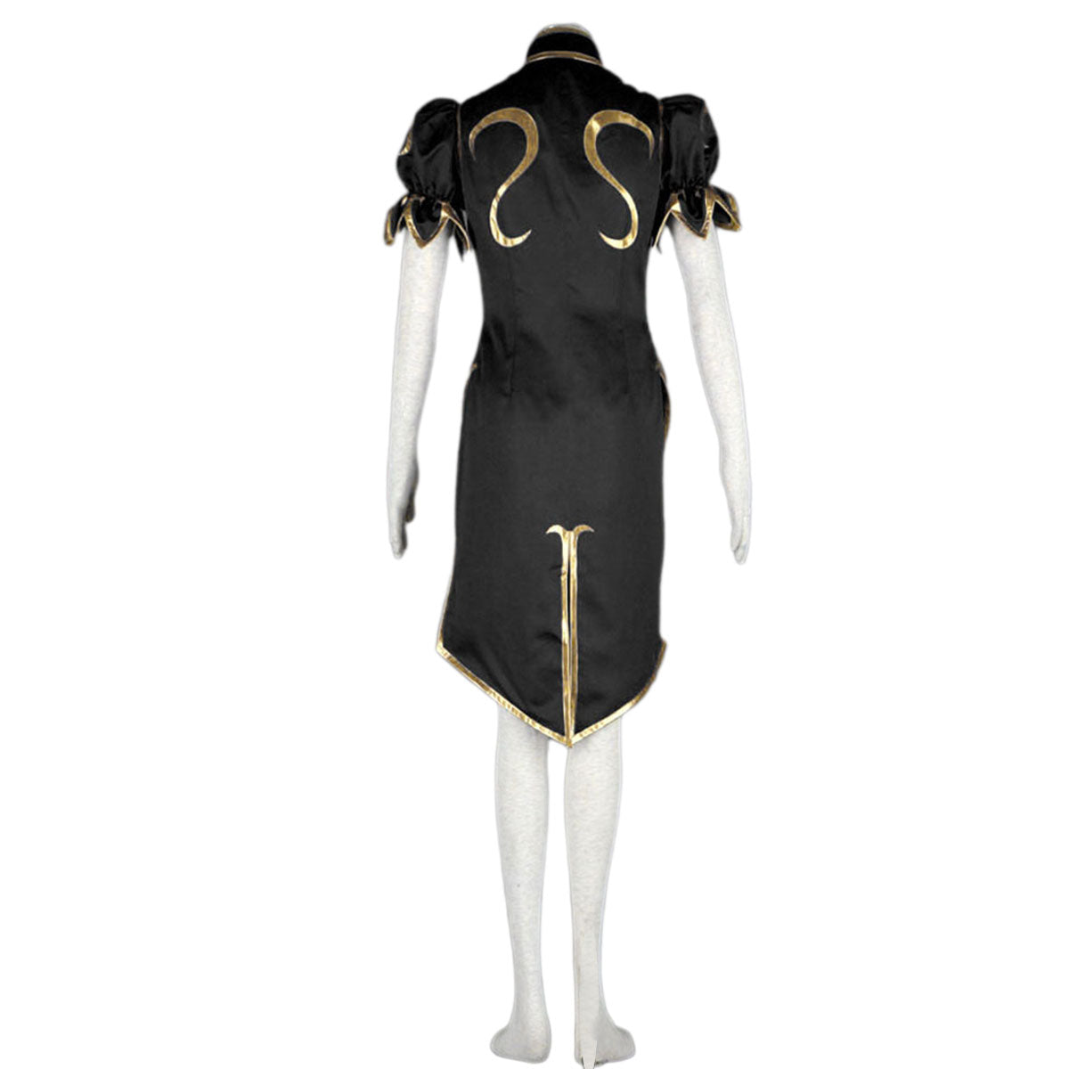 Game Street Fighter Costume Chunli Black Cosplay Dress Kit with Belt and Headdress