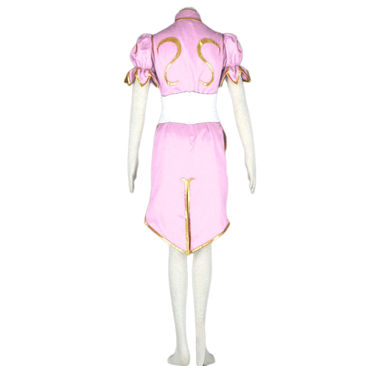 Game Street Fighter Costume Chunli Pink Cosplay Dress Kit with Belt and Headdress