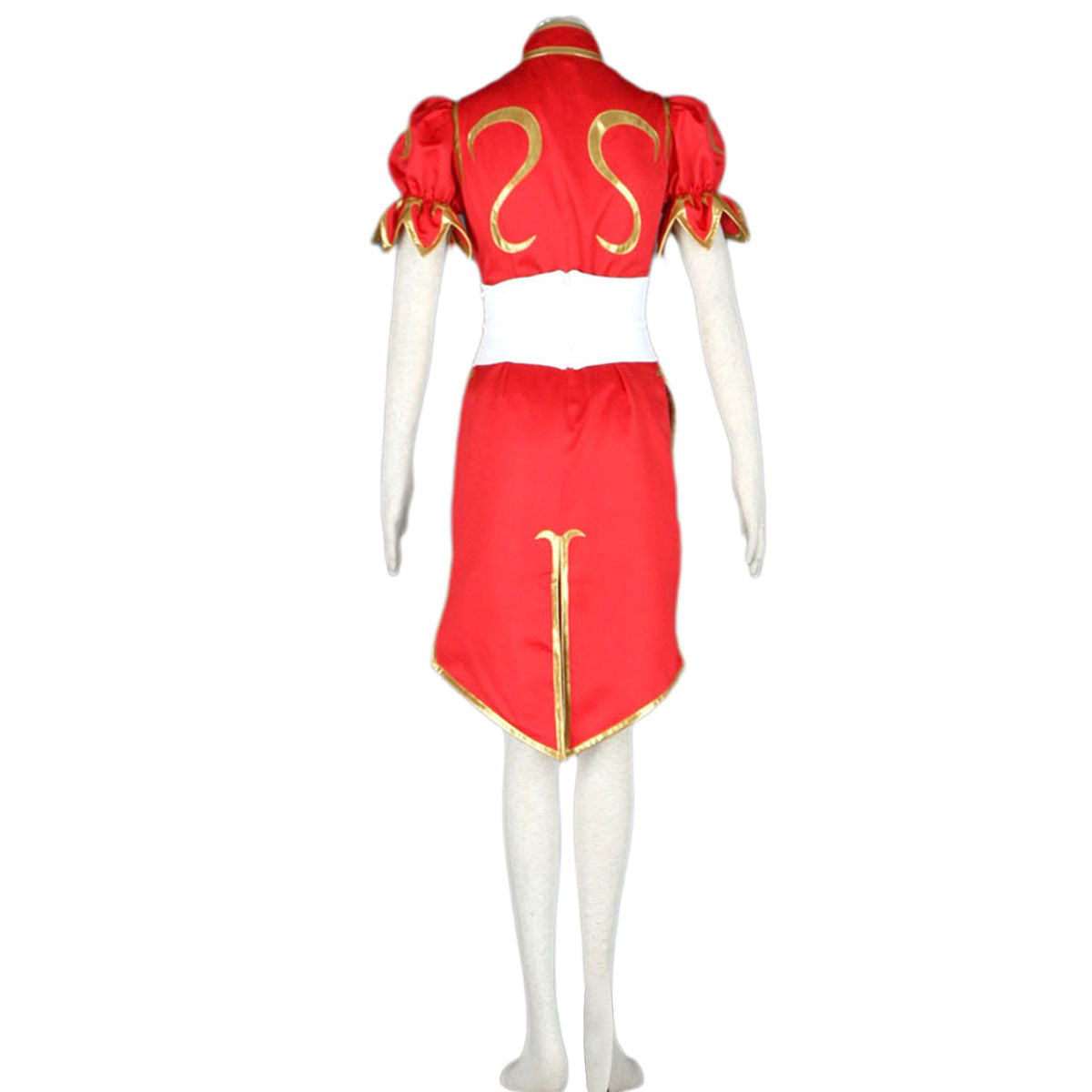 Game Street Fighter Costume Chunli Red Cosplay Dress Kit with Belt and Headdress