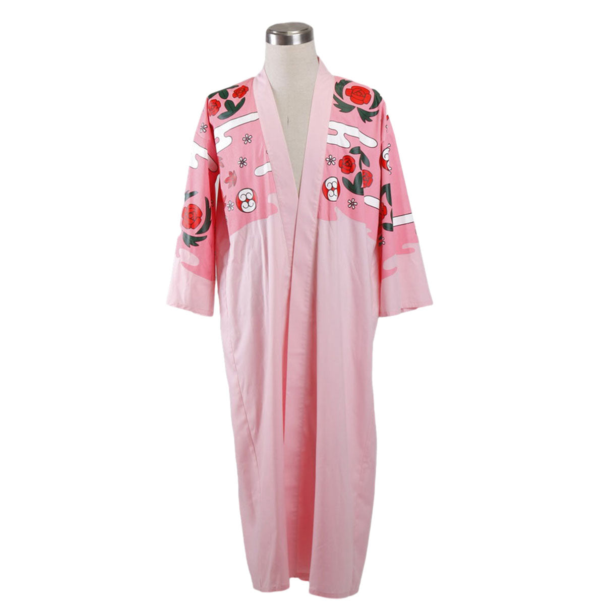 Anime Bleach 8th Division Captain Kyoraku Shunsui Costume Pink Kimono Cloak