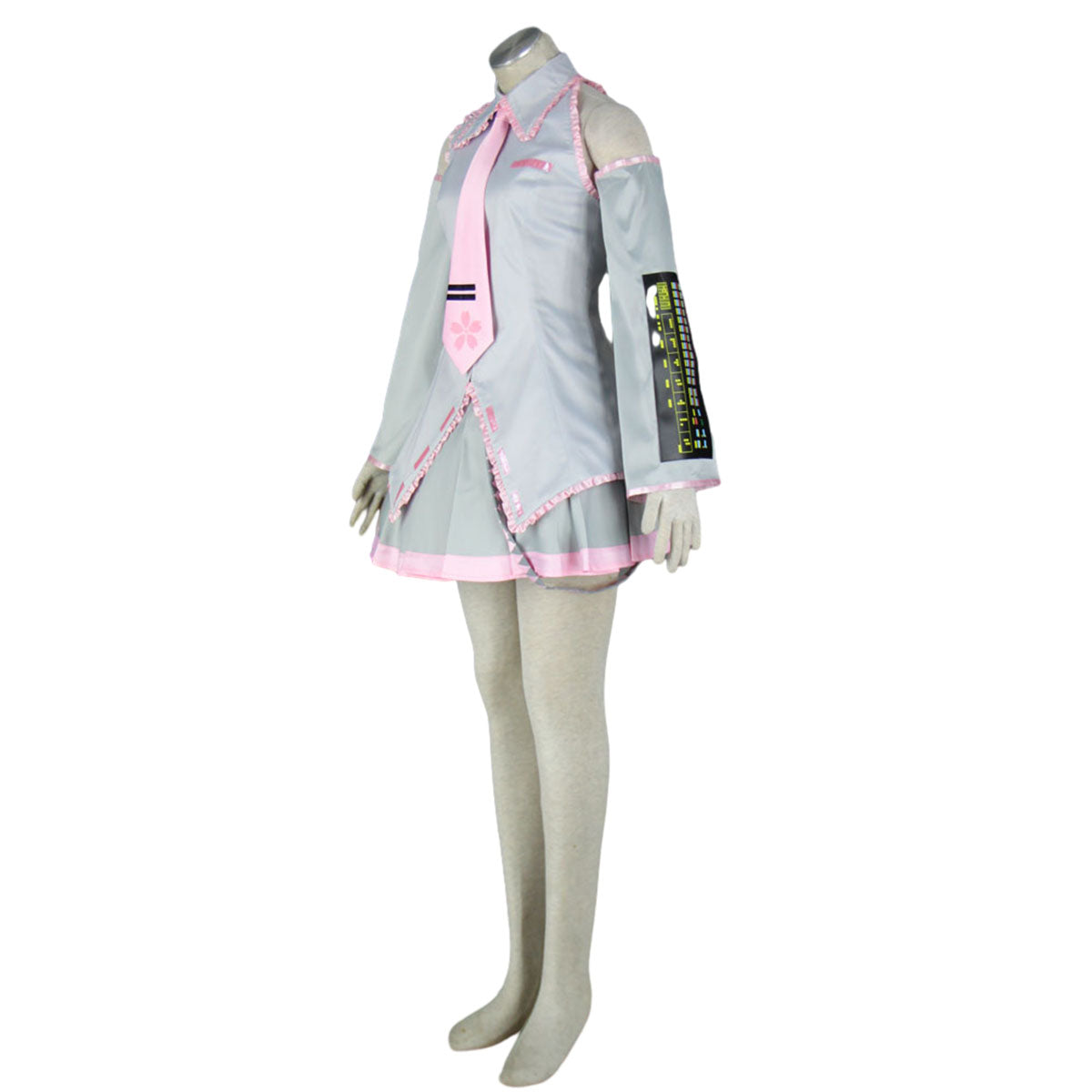 Vocaloid Costumes Spring Sakura Miku Cosplay Silver Dress Kit with Accessories