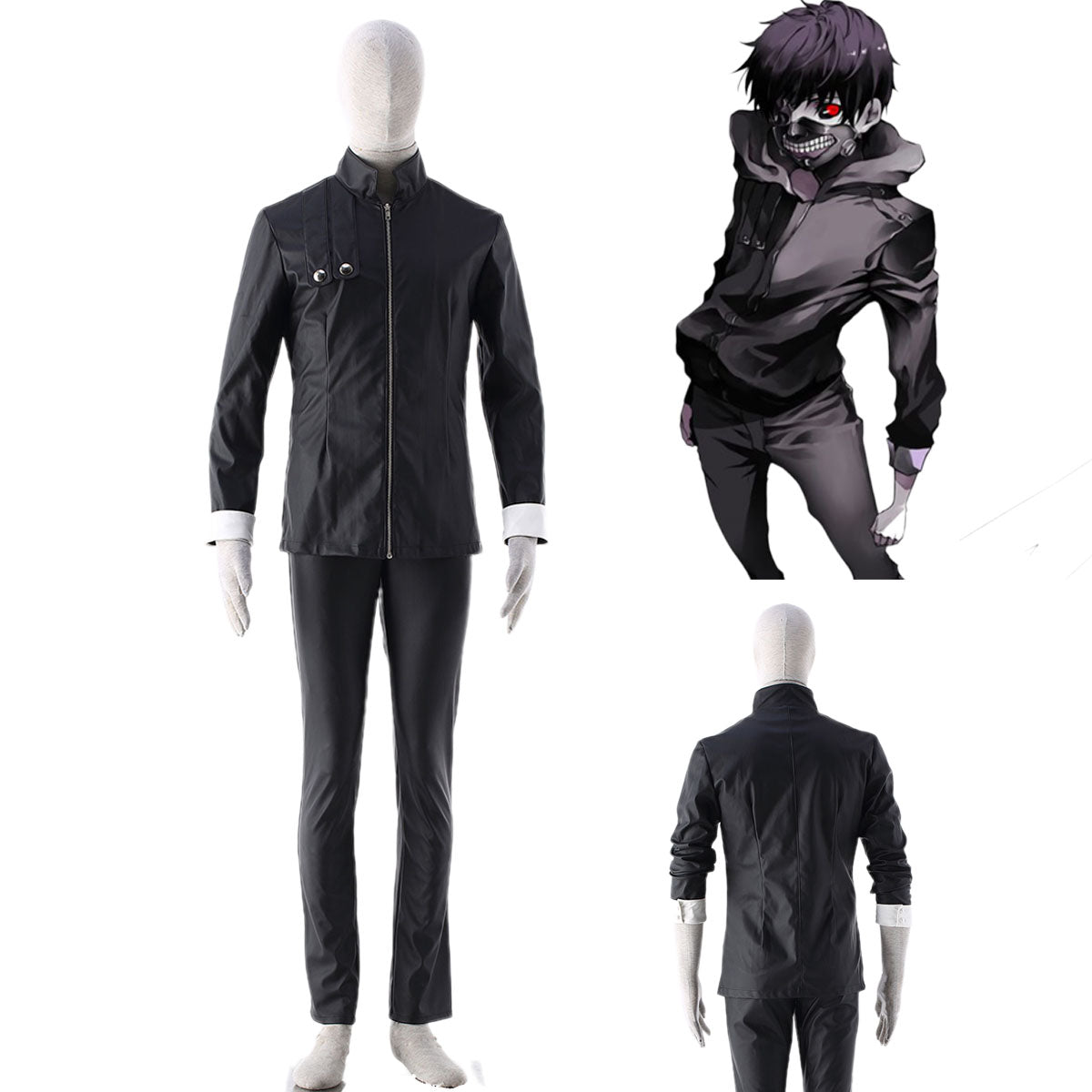 Anime Tokyo Ghoul Costume Kaneki Ken Cosplay Black Suits Kit