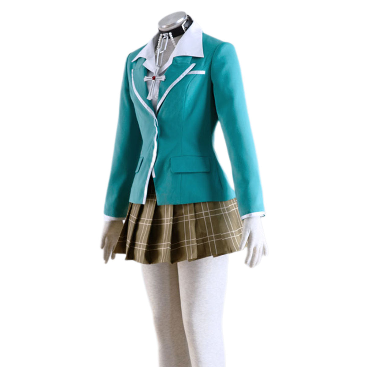 Rosario+Vampire Costumes Moka Akashiya Cosplay Uniform Kit with Necklace