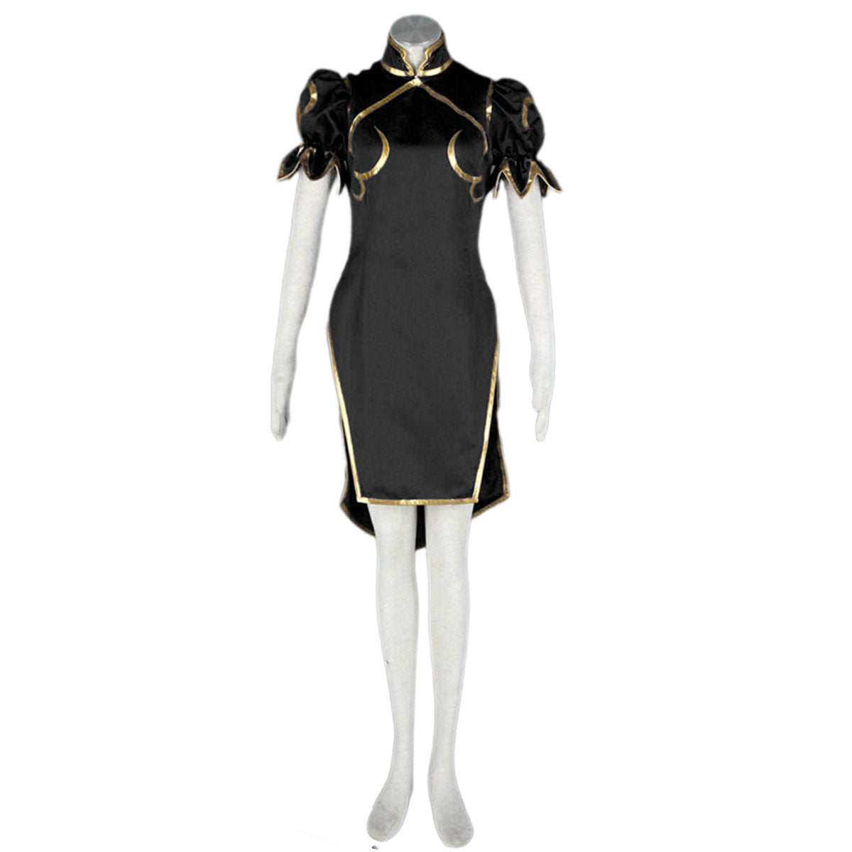 Game Street Fighter Costume Chunli Black Cosplay Dress Kit with Belt and Headdress