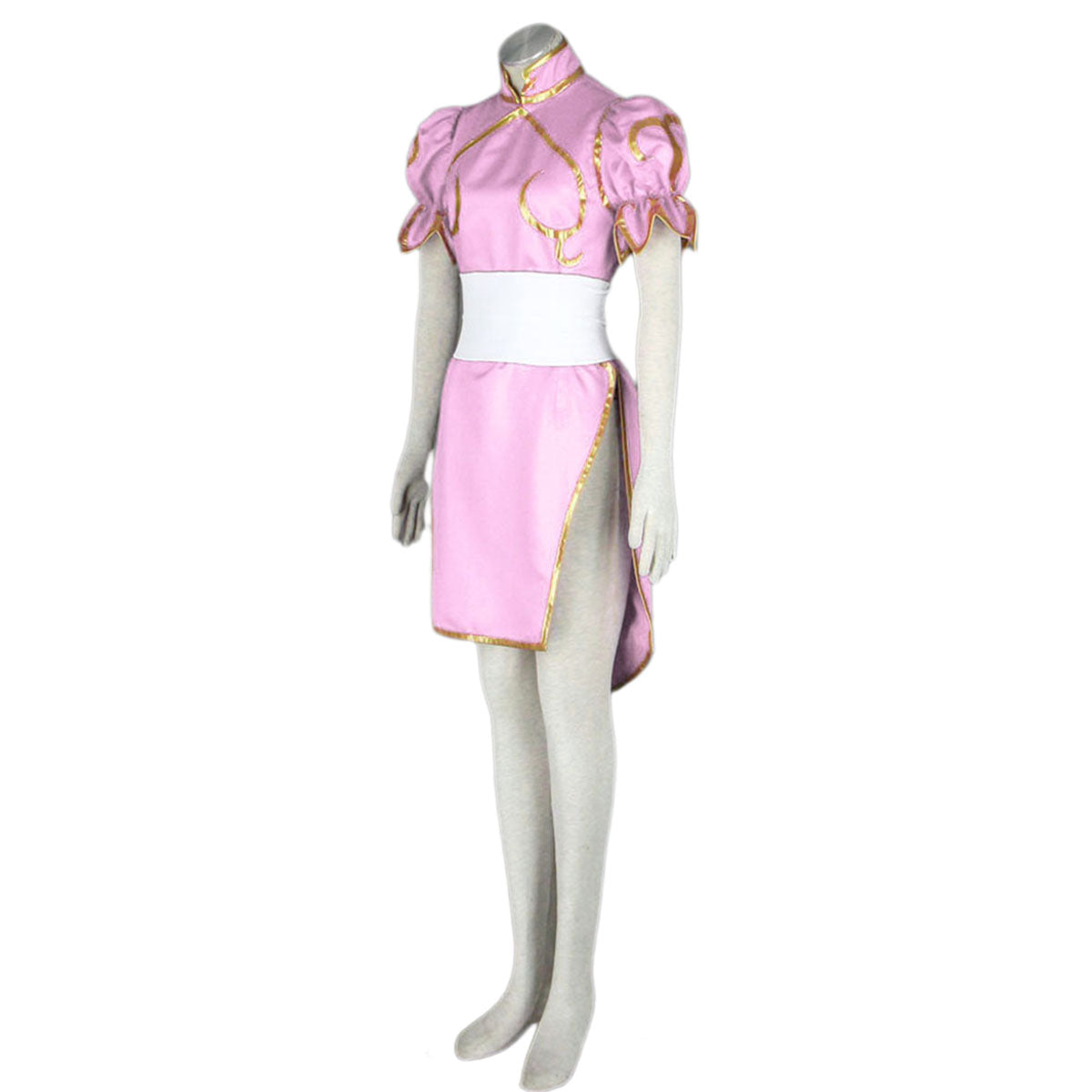 Game Street Fighter Costume Chunli Pink Cosplay Dress Kit with Belt and Headdress