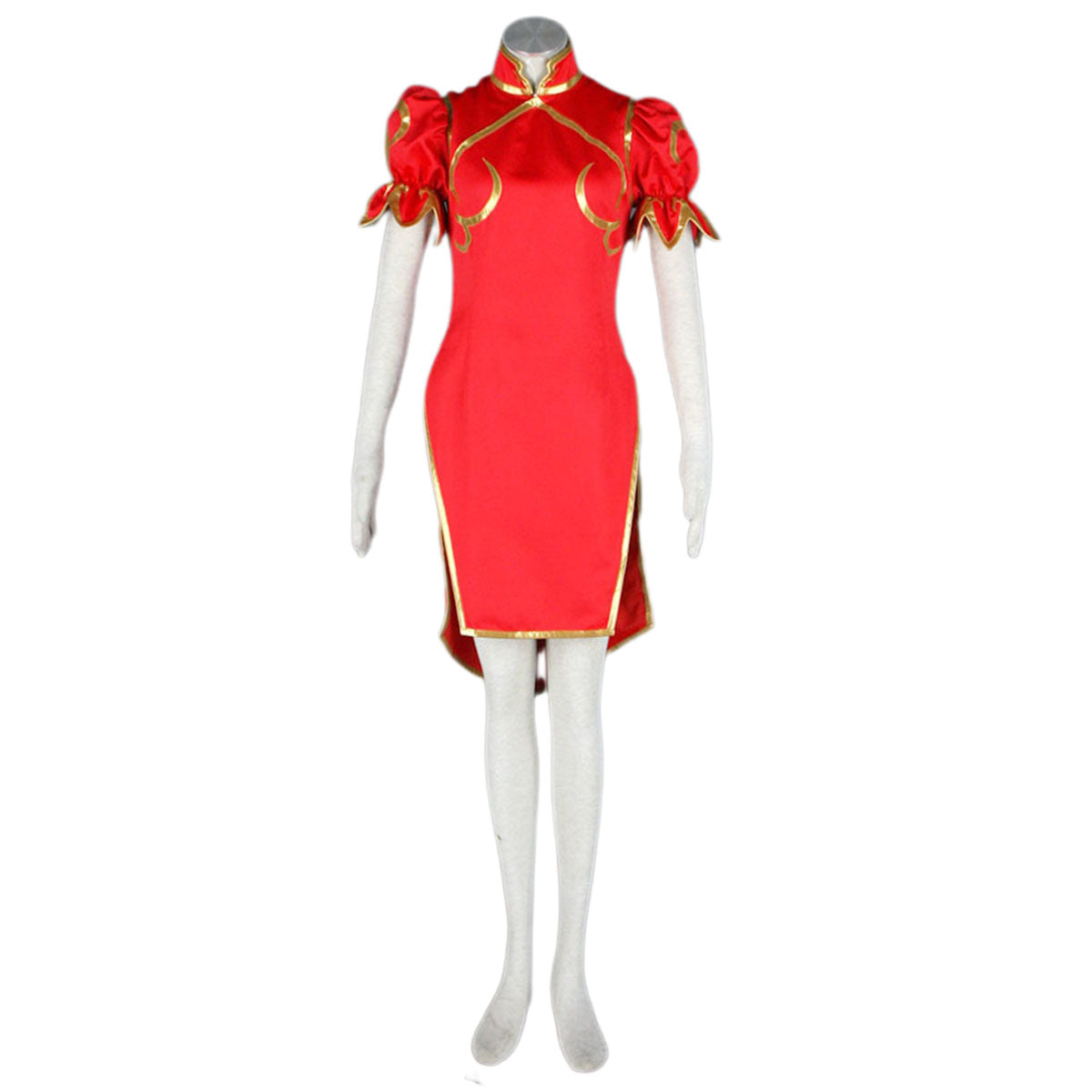 Game Street Fighter Costume Chunli Red Cosplay Dress Kit with Belt and Headdress