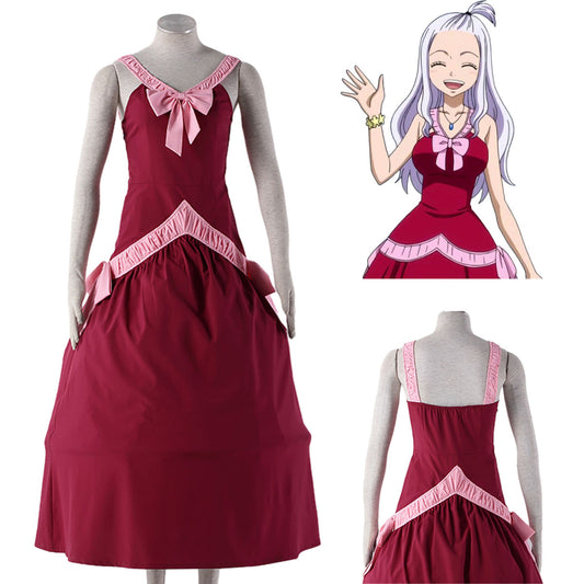 Fairy Tail Costume Mirajane Strauss Cosplay Red Dress