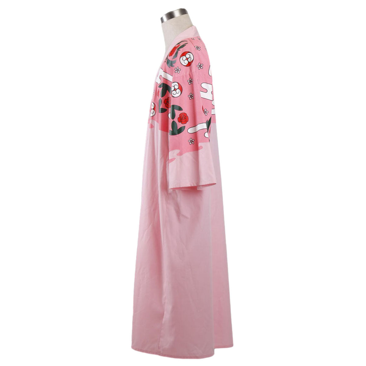 Anime Bleach 8th Division Captain Kyoraku Shunsui Costume Pink Kimono Cloak