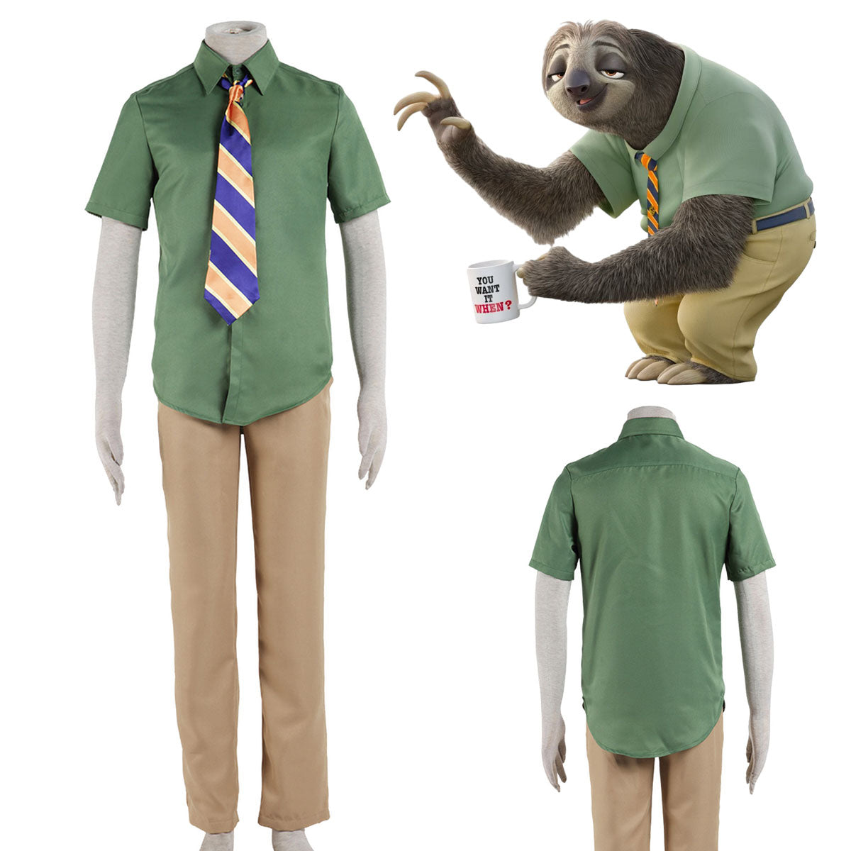 Anime Zootopia Costume The Sloth Flash Cosplay outfit Kit