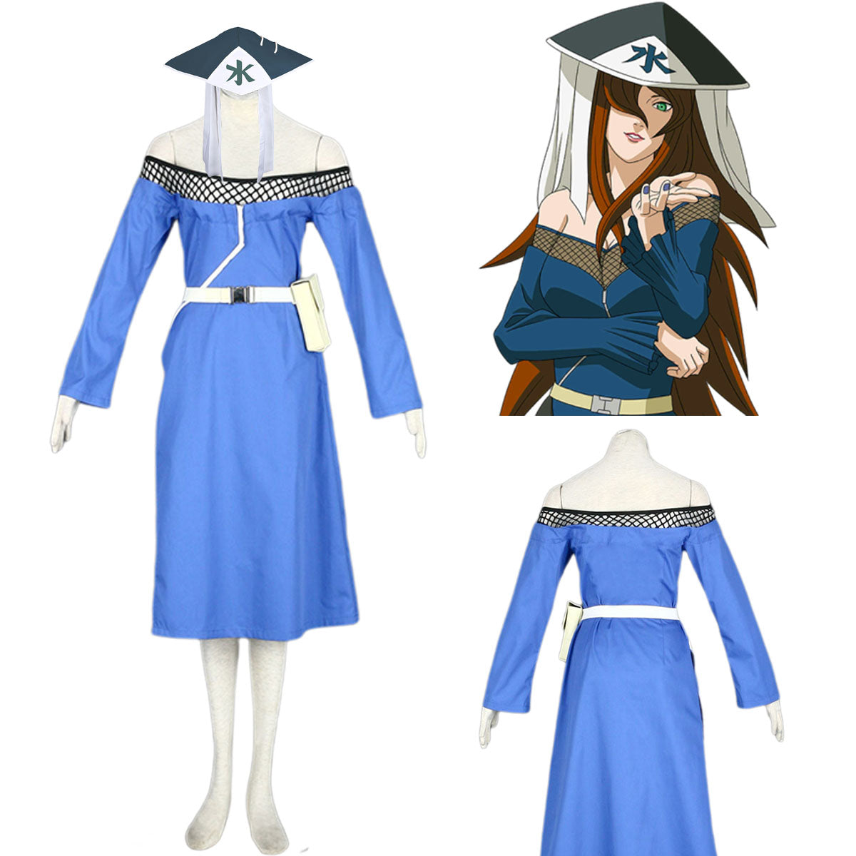 Naruto Shippuden Cosplay Mizukage Terumi Mei Costume Outfit Kit with Hat