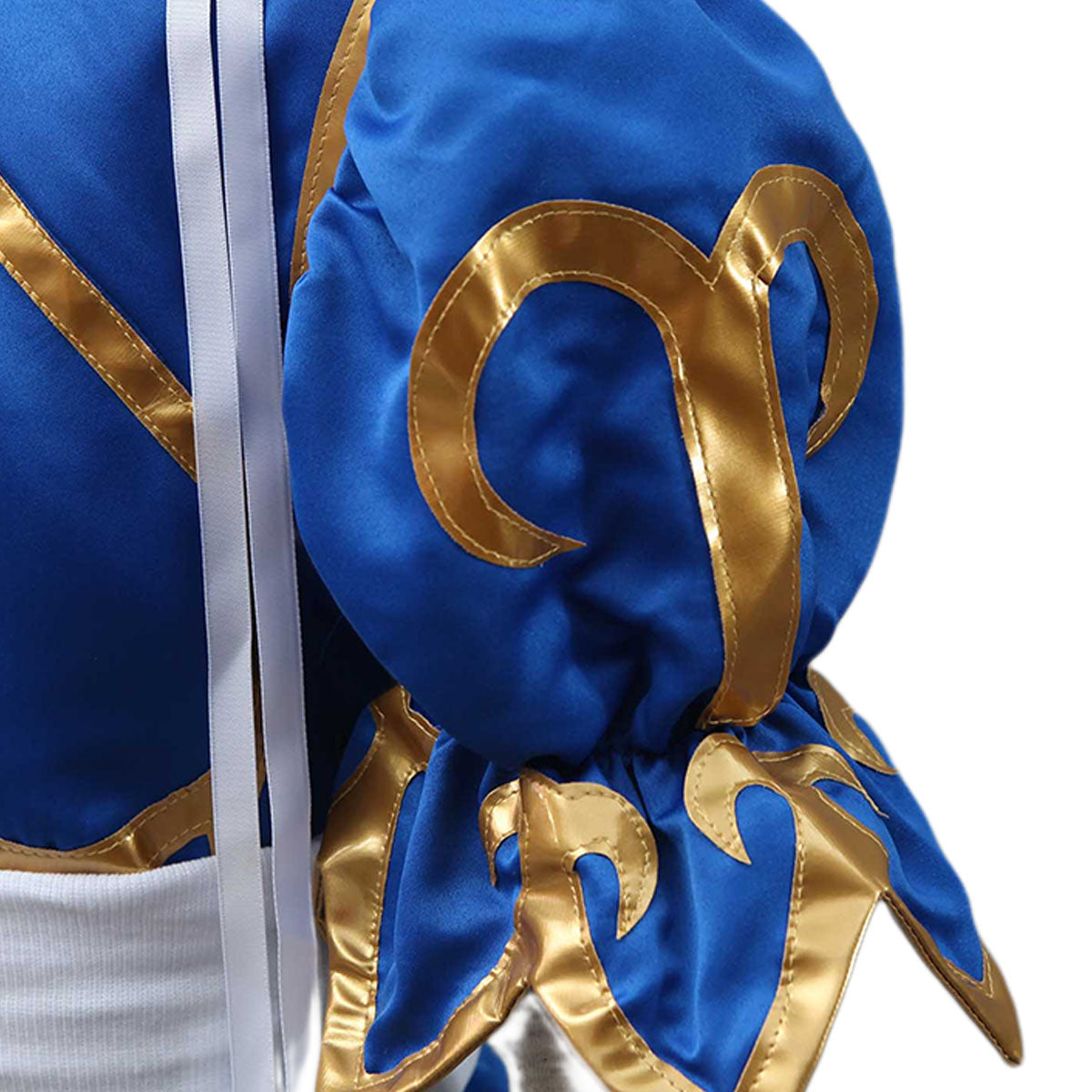 Game Street Fighter Costume Chunli Blue Cosplay Dress Kit with Headdress and Belt