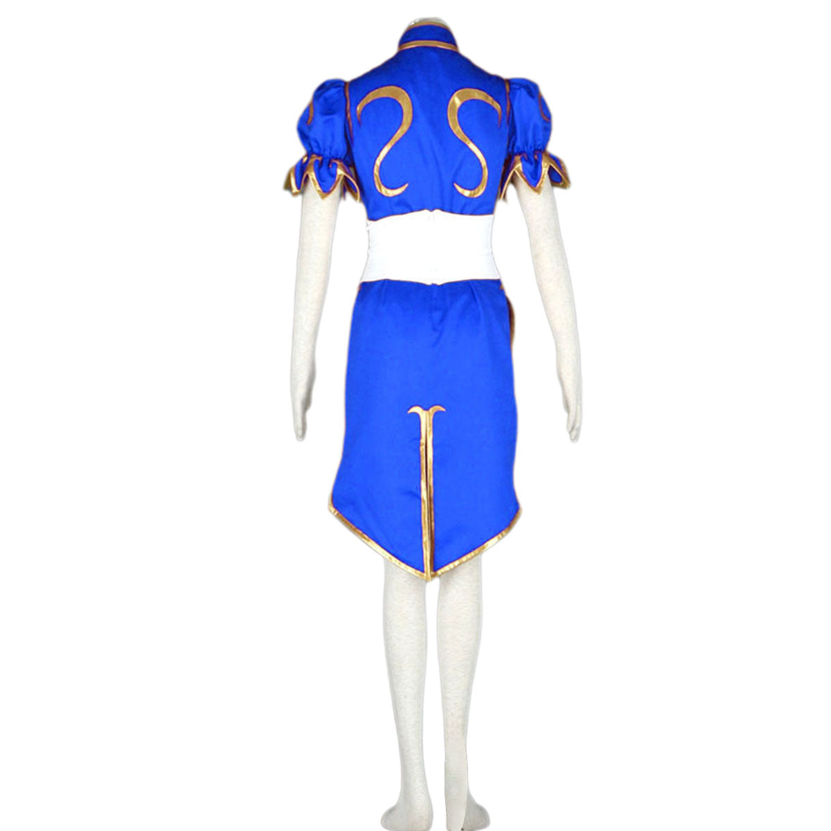 Game Street Fighter Costume Chunli Blue Cosplay Dress Kit with Belt and Headdress