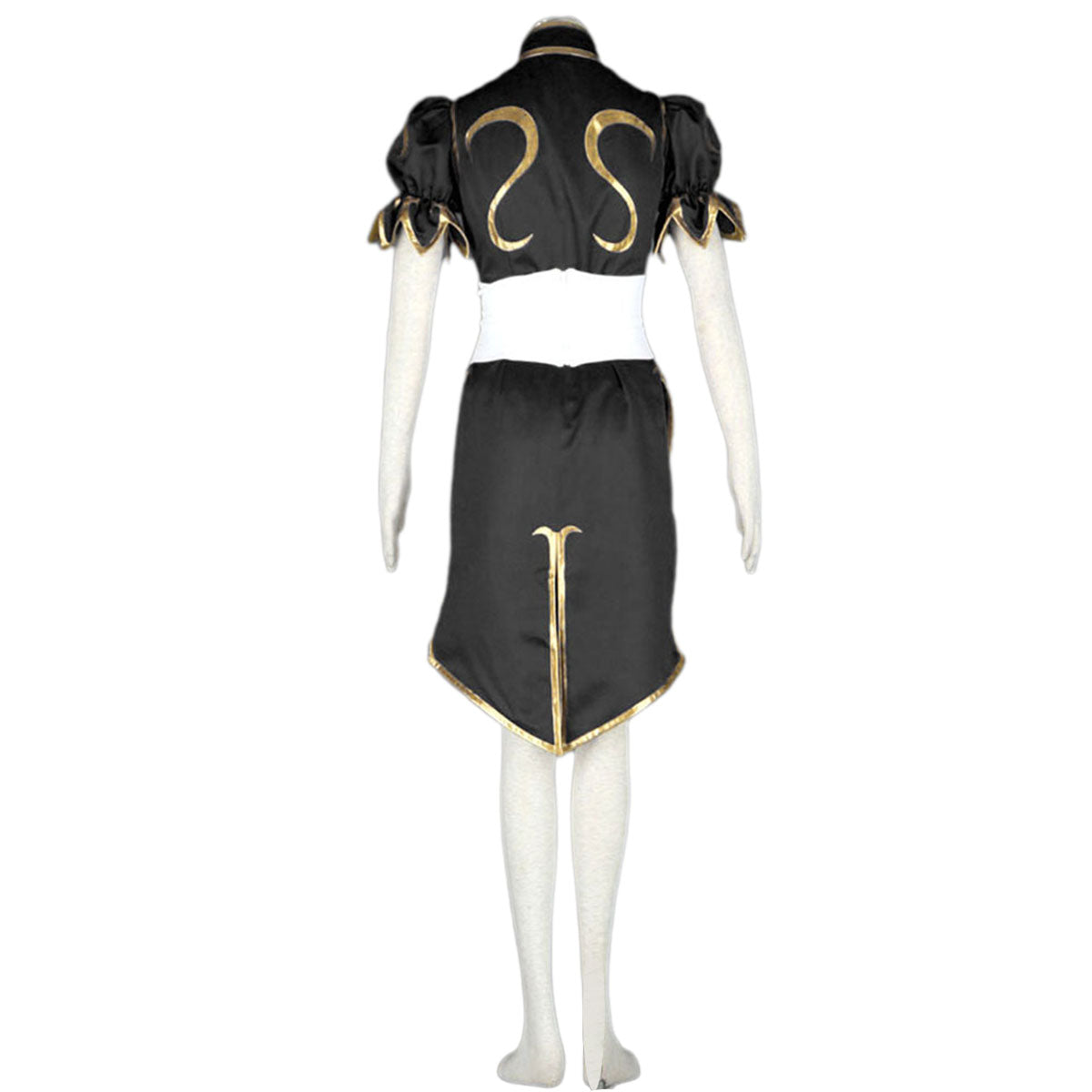 Game Street Fighter Costume Chunli Black Cosplay Dress Kit with Belt and Headdress