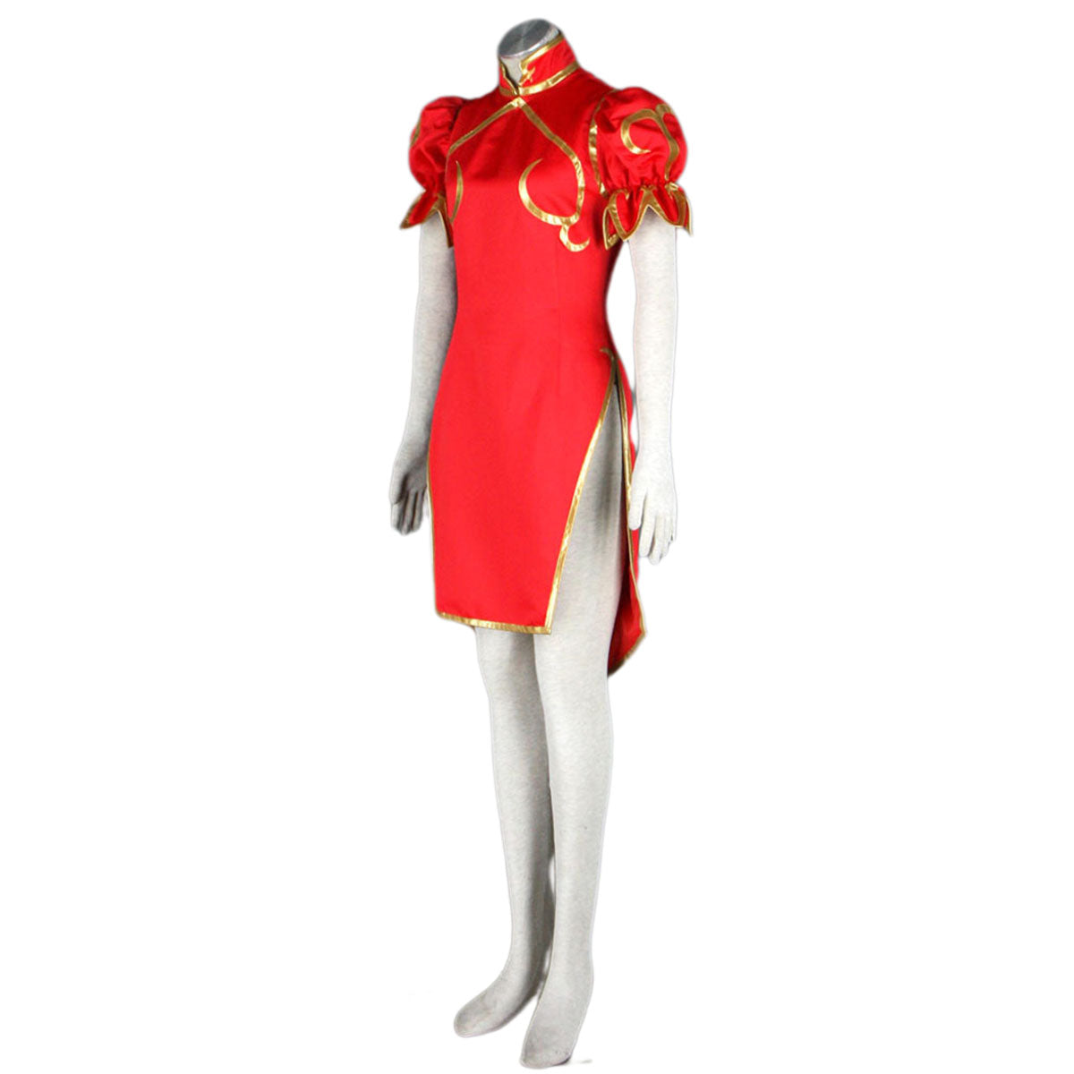 Game Street Fighter Costume Chunli Red Cosplay Dress Kit with Belt and Headdress