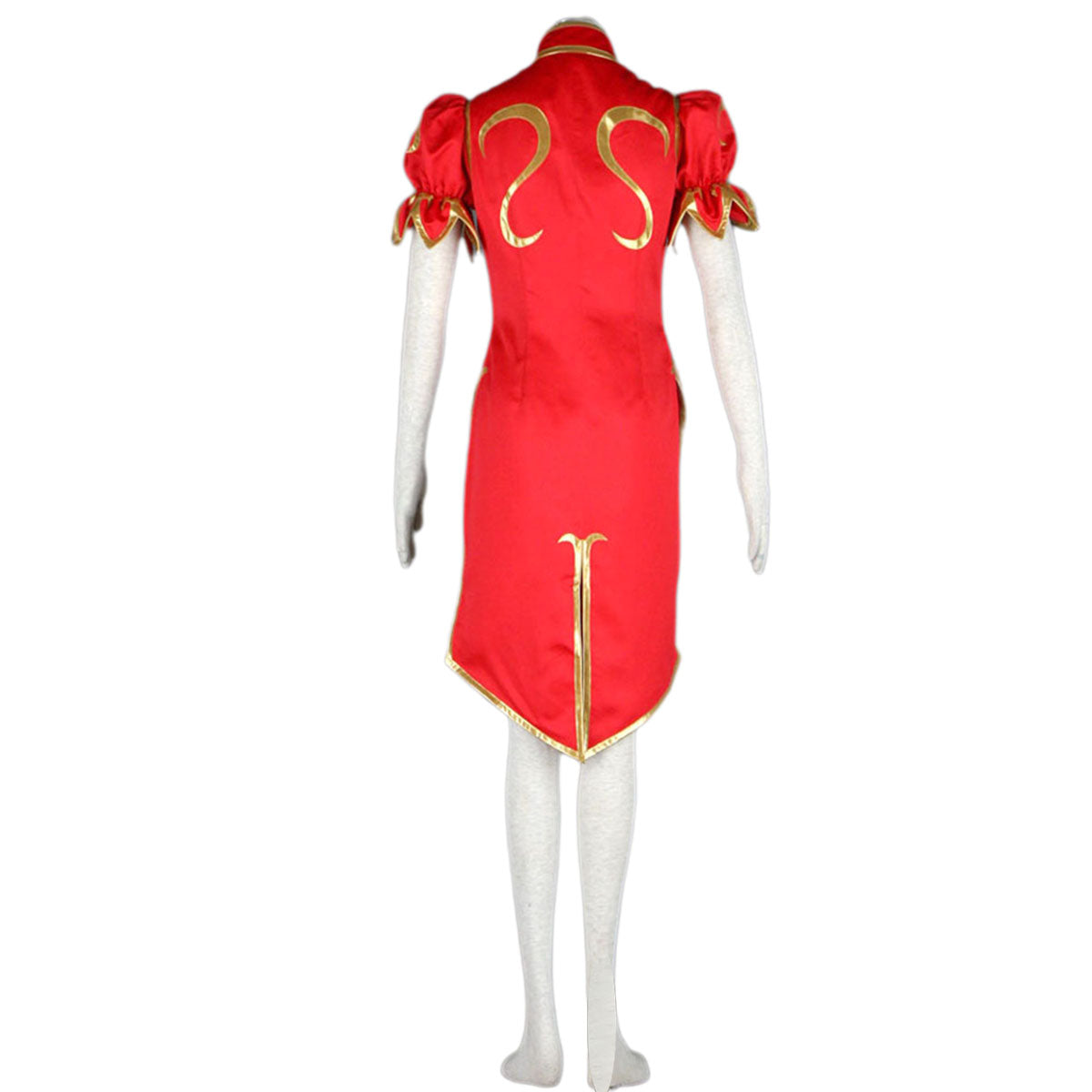 Game Street Fighter Costume Chunli Red Cosplay Dress Kit with Belt and Headdress