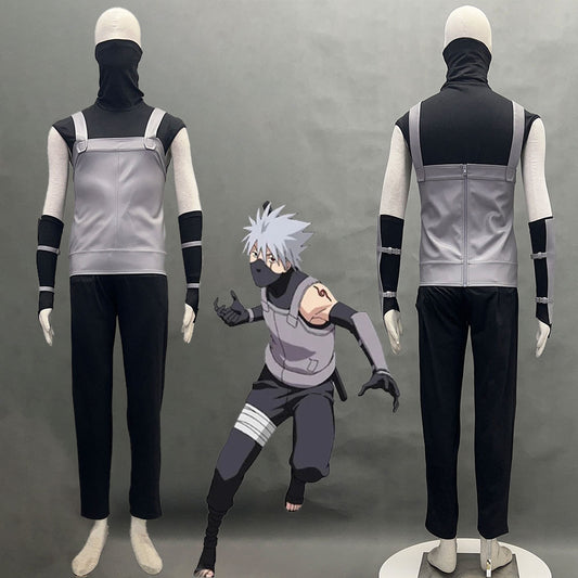 Anime Naruto Anbu Hatake Kakashi Costume Mask Shirt Gray full Outfits Kit