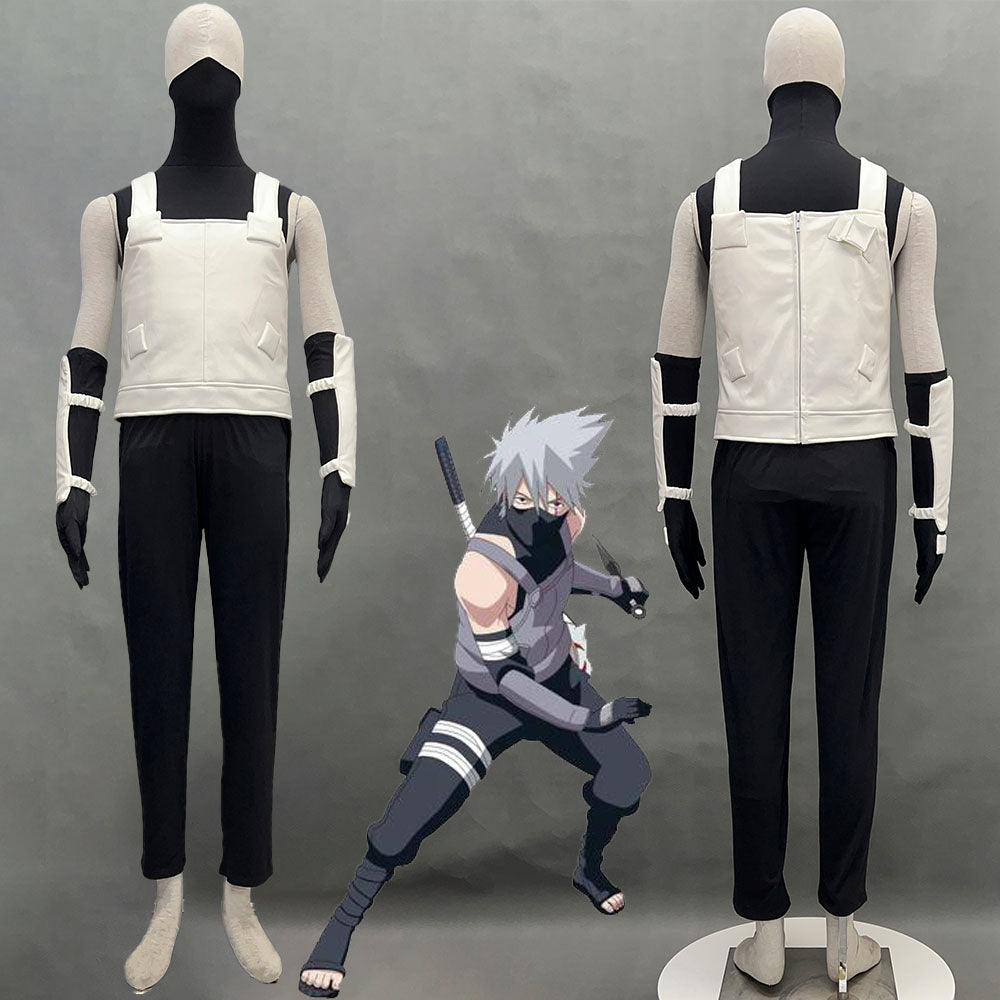 Anime Naruto Shippuden Hatake Kakashi Anbu Costume Mask Shirt White full Outfits Kit