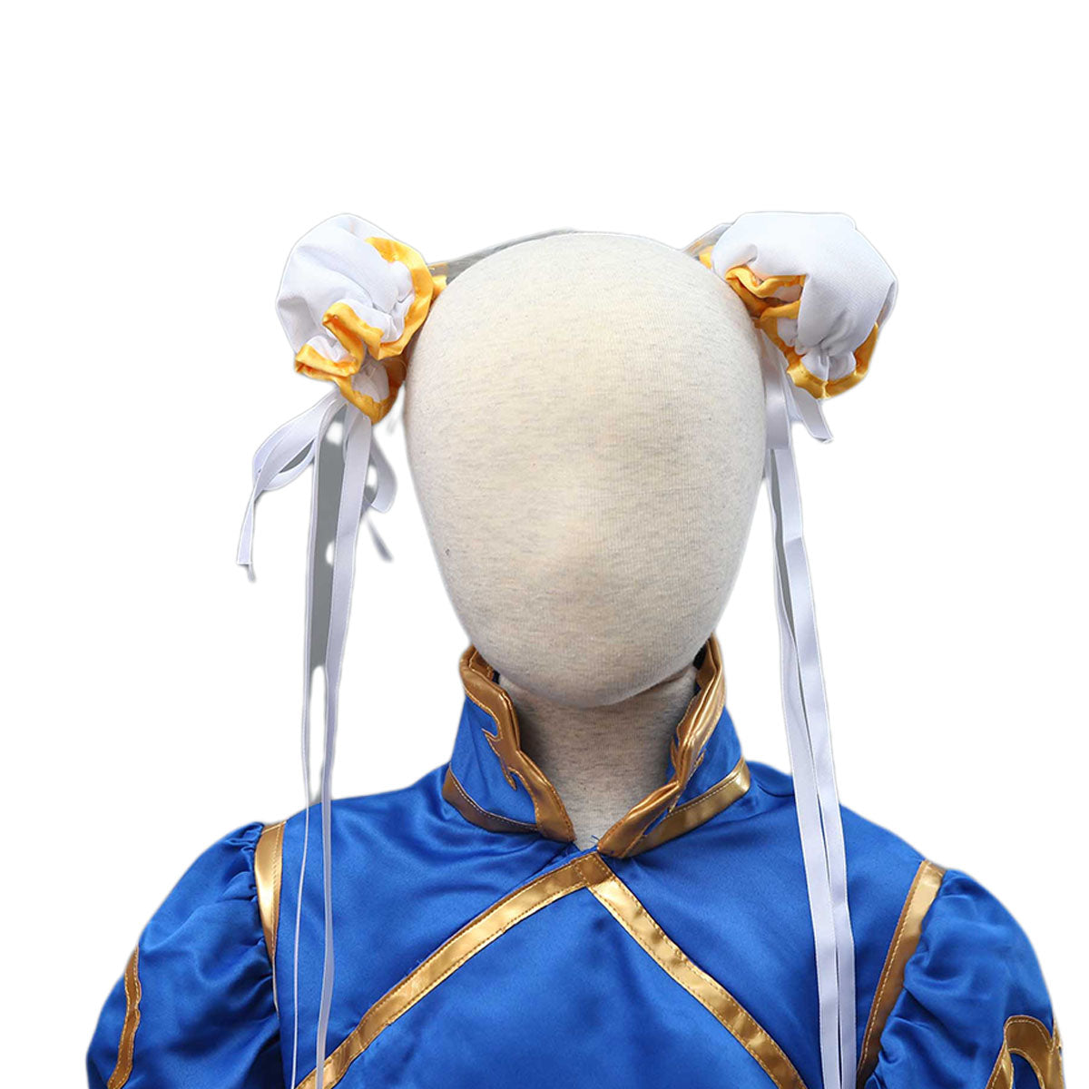 Game Street Fighter Costume Chunli Blue Cosplay Dress Kit with Headdress and Belt