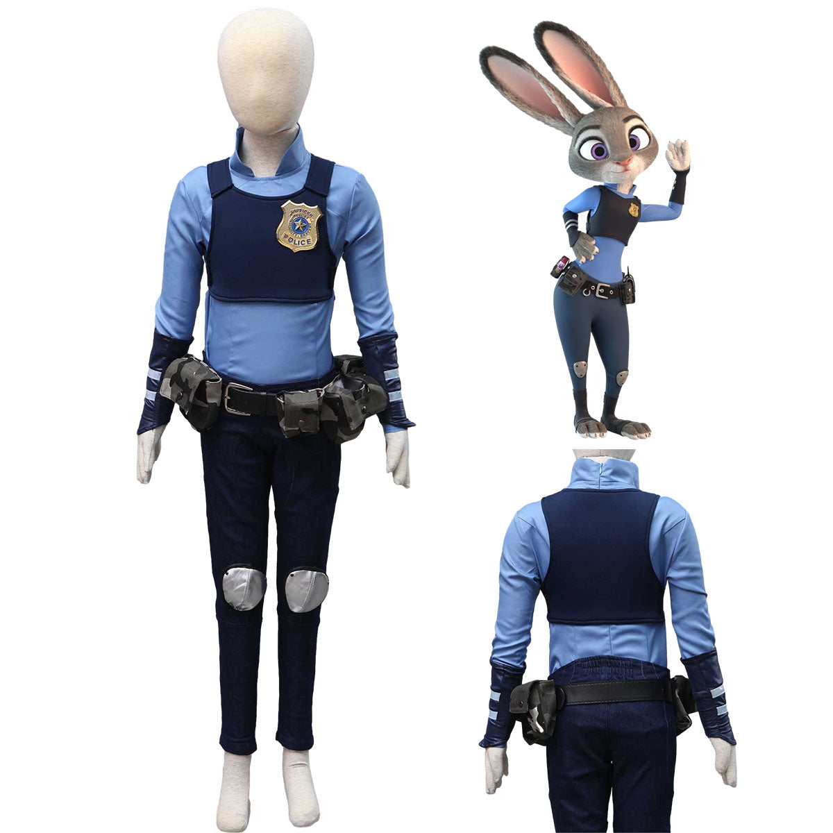 Zootopia Costume The Rabbit Hopps Judy Cosplay full outfit Kit Women and Kids