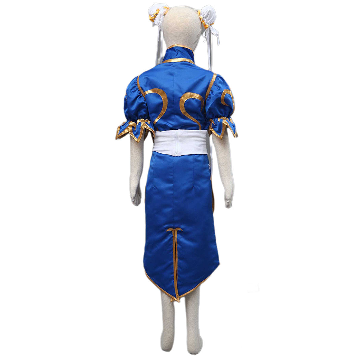 Game Street Fighter Costume Chunli Blue Cosplay Dress Kit with Belt and Headdress